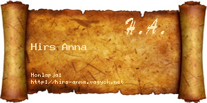 Hirs Anna névjegykártya