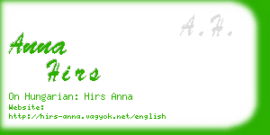 anna hirs business card